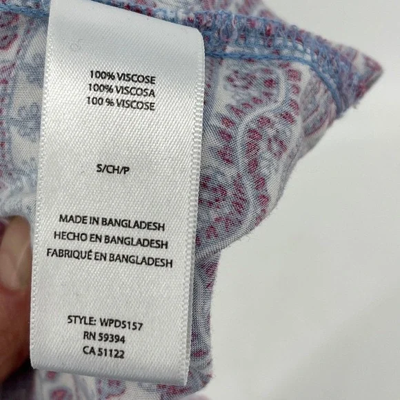 Beachlunchlounge Maxi Dress Womens Small Blue Pink Excellent Paisley Tiered Boho - Picture 7 of 7